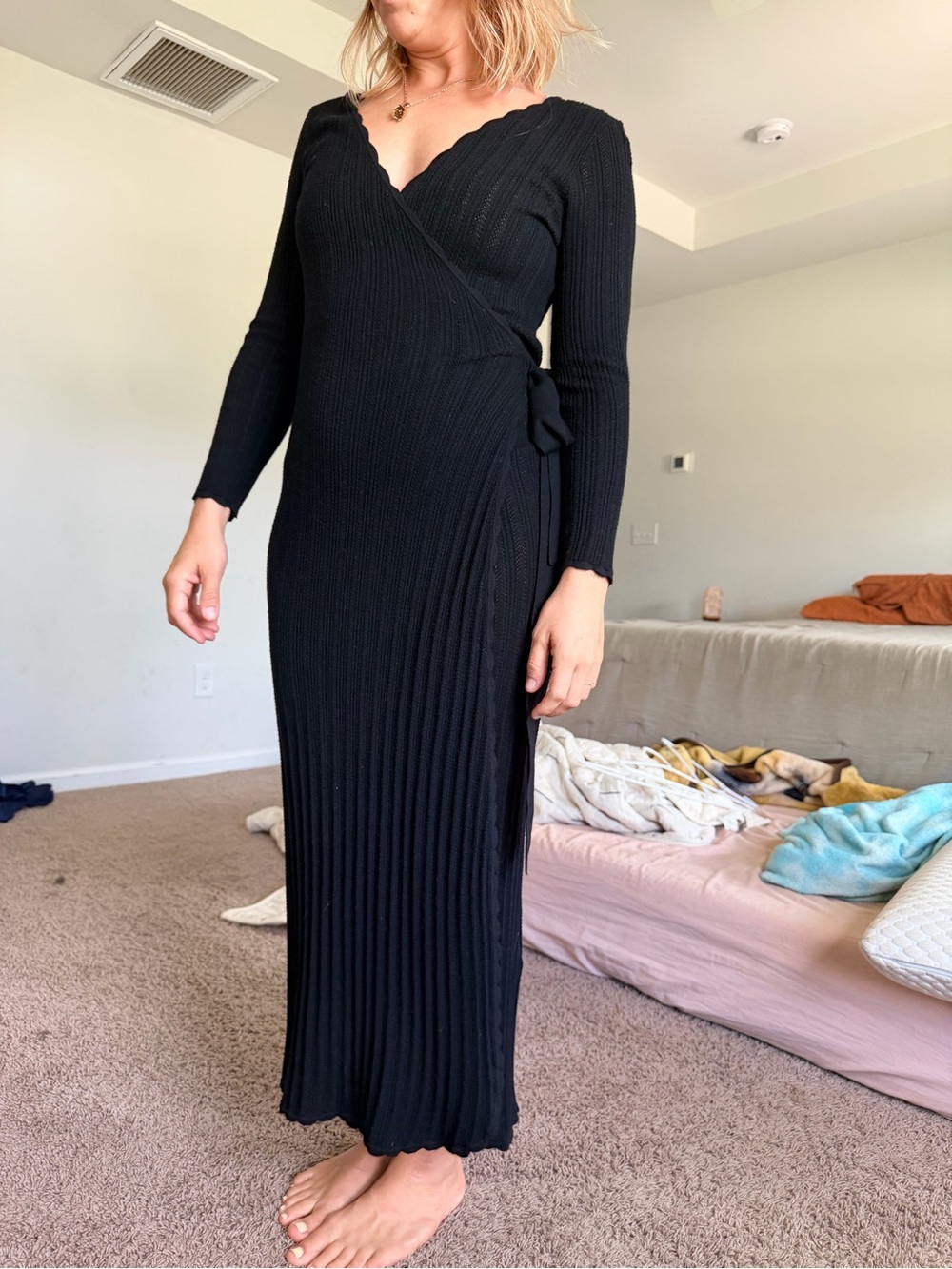 Sézane Black Wrap Dress